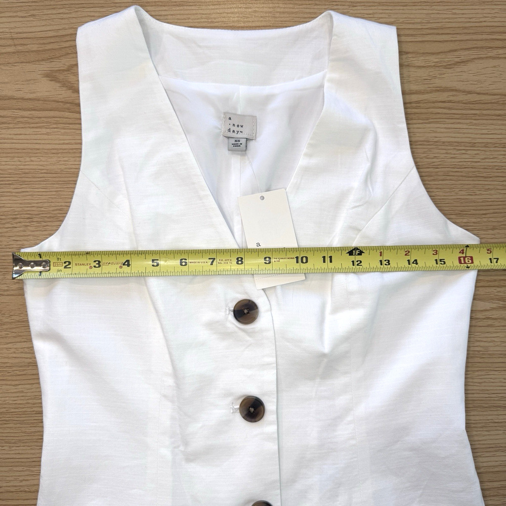 A New Day Womens XS White Linen Blend Dress Button Front Sleeveless - Picture 9 of 9